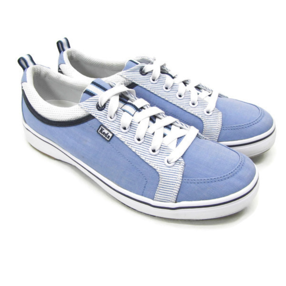 Keds Blue Striped Canvas Sneakers Size 9 Lace Up